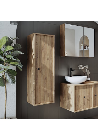 Banyo Dolabı Mat Mdf 110 X 35 Cm Banyo Boy Dolabı Atlantik Atlantik Çam