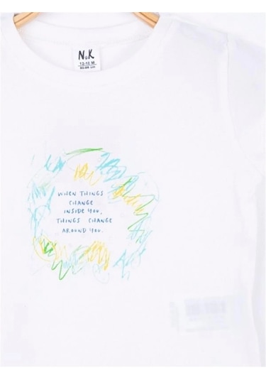 Nk Kids Kız Bebek Time Yazılı Pamuklu Tshirt-11896 Ekru