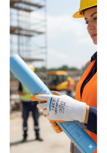 I-zet Inp05-sarı Beyaz Polyester Örme Nitril Eldiven 288 Adet