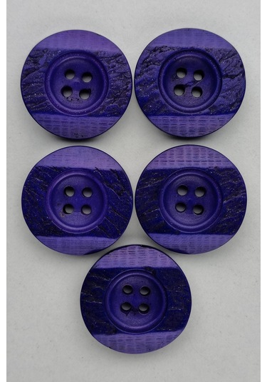 Büyük Boy Akrilik Dört Delikli Mor Kaban Çeket Hırka Yelek Düğmesi 5 Adet