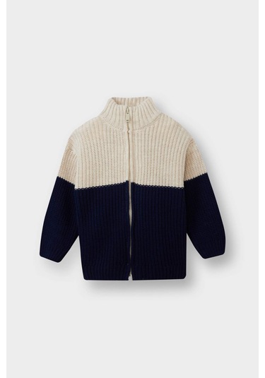 Defacto Erkek Bebek Renk Bloklu Dik Yaka Fermuarlı Triko Hırka F2350a525auer42 Ekru