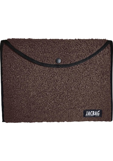 Jacbag Teddy Peluş Kahverengi Çıtçıtlı Dosya Çanta Kitap Defter Tablet Notebook