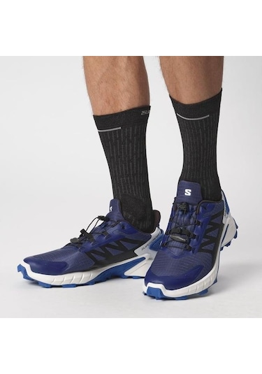 Salomon 473157 Supercross 4 Blue Print/Black/Lapis Blue Erkek Outdoor Ayakkabı - Lacivert