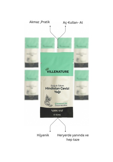 Villenature Tek Kullanımlık Soğuk Sıkım Hindistan Cevizi Yağı 12x10 Ml