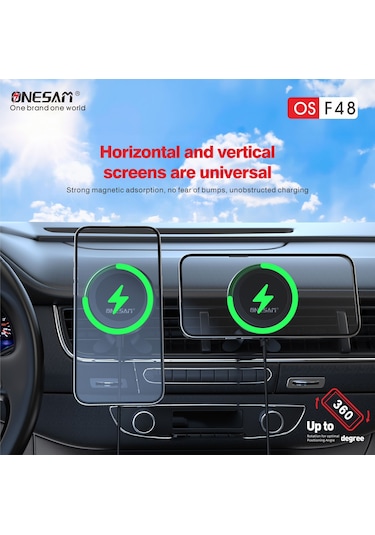 Onesam F48 15w Magsafe Kablosuz Şarjlı Araç Telefon Tutucu 1 Adet