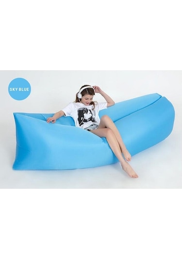 Wondernest Sızıntı Siyah Şişme Şezlong Polyester Plaj Kanepe Kamp Anti Açık - İj, Taşınabilir Rahat Şişme Yatak Siyah