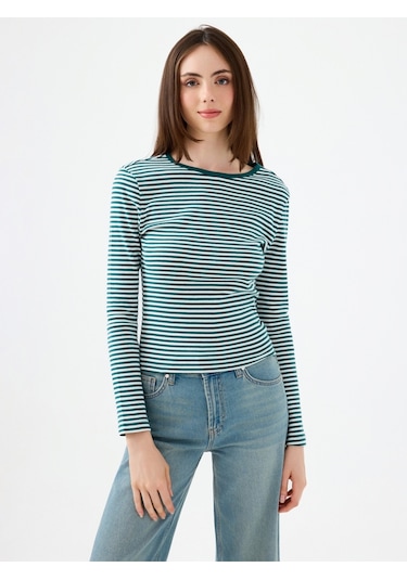 Slim Fit Kadın Tshirt U.kol Yeşil