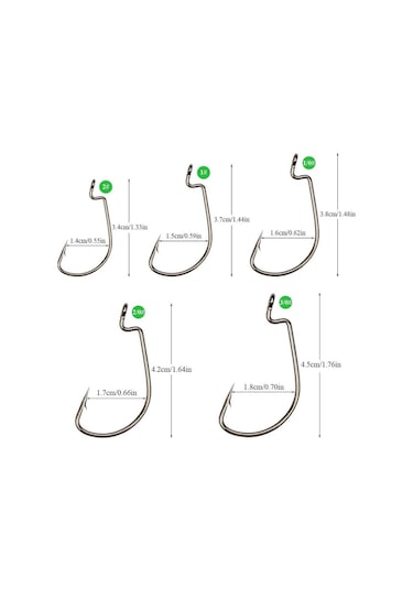 Valkyrie 50 Adet Paslanmaz Karbon Çelik Silikon Solucan Yem Balık Olta İğne Seti - Texas Rig - Kutulu Krom