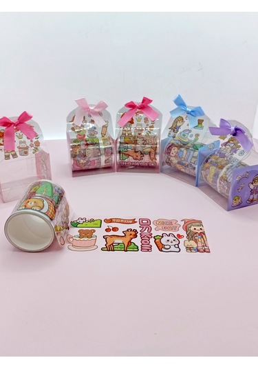 Fiyonk Çantalı Süslü Kız Şeffaf Desenli Bant - Pembe 1