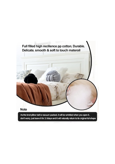 Lemestar Siyah Düğümlü Yumuşak Yastık - 20cm, Mutfak/koltuk/ Araba Dekoratif Yedek, Çocuk Hediyesi, Pp Pamuk Dolgulu Siyah