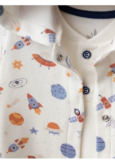 3 Lü Organik Uzay Desenli Bebek Eşofman Takımı-16184 renkli