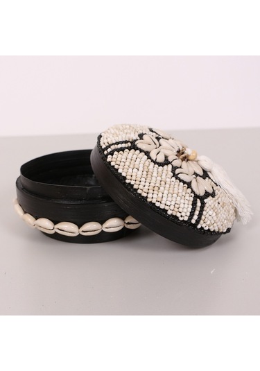 Bali Boncuklu Bambu Saklama Kutusu M 16x10 Cm