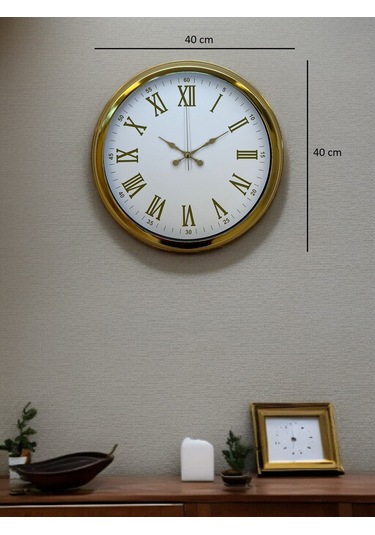 Royal White Gold 40 Cm Metal Duvar Saati Metal - Beyaz