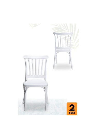 Home Violet 2 Adet Mutfak Balkon Bahçe Sandalye Beyaz