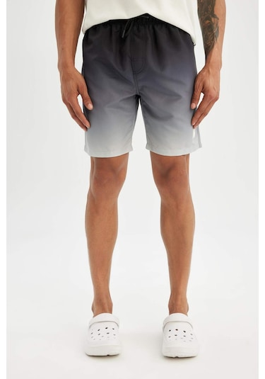 DeFacto Regular Fit Degrade Baskılı File Astarlı Diz Üstü Deniz Şortu Z6873AZ24HSBK27
