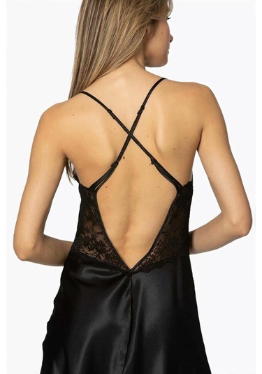 Pierre Cardin Saten Kaplı Gecelik 680 Siyah 001