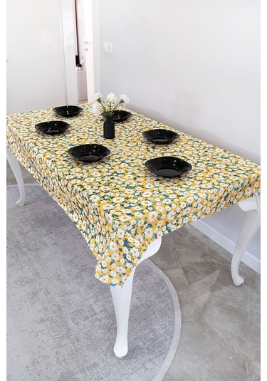 Sufre Sıvı Geçirmez Masa Örtüsü Sofra Bezi Sofra Örtüsü Piknik Örtüsü Sarı Papatya