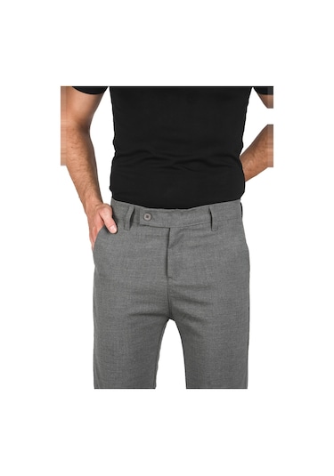 Deepsea Erkek Antrasit İtalyan Kesim Tüylenmez Likralı Spor Pantolon Esnek Kumaş Bilek Boy Boru Paça Klasik Pantolon 2502005 Antrasit