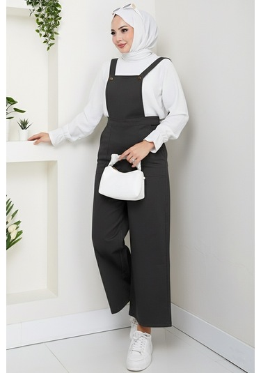 Gülru Cepli Gabardin Tulum 1587 - Antrasit Antrasit