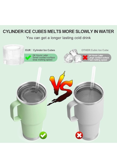 Geeksen Buz Küpü Kalıbı Stanley Buz Küpü Hızlı Dondurucu Buz Küpü Kalıbı Kolay Çıkarmalı Buz Küpü - Yeşil 3'ü 1 Arada Açık Yeşil