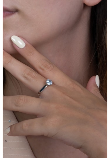 Gümüş Tektaş Yüzük Sevgiliye Hediye Wsr30