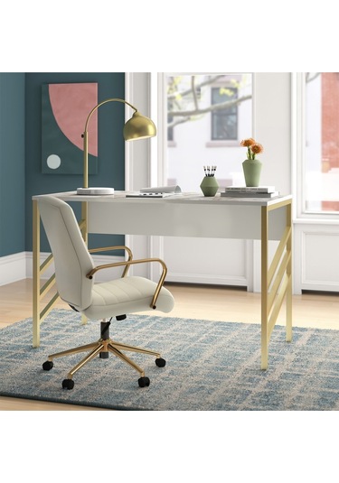 Zahra Gold Metal Beyaz Çalışma Masası