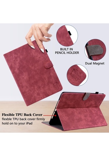 Novahub Xiaomi Redmi Pad Se 11'' Lüks Deri Kılıf - Kırmızı, Koruma Ve Şıklıkta Birleşim