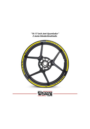 Motosiklet Jant Şeridi Jant Sticker Dekor Model Parçalı Desen Sticker Set Sarı
