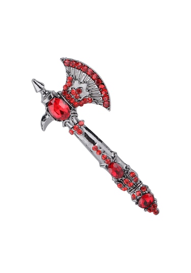 Lemestar Klasik Elmaslı Bıçak Desenli Broş - Dayanıklı Alyuminyum Malzeme, Gündelik Ve Özel Etkinlikler İçin Dekoratif Takı Kırmızı