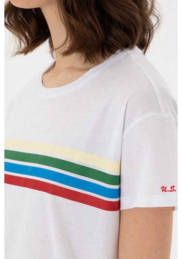 U.S. Polo Assn. Kadın Beyaz Bisiklet Yaka Tişört 50308639-VR013