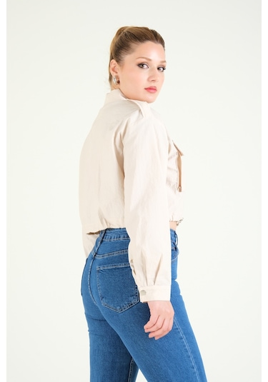 Giyim Dünyası Kadın Paraşüt Crop Mont Taş 001