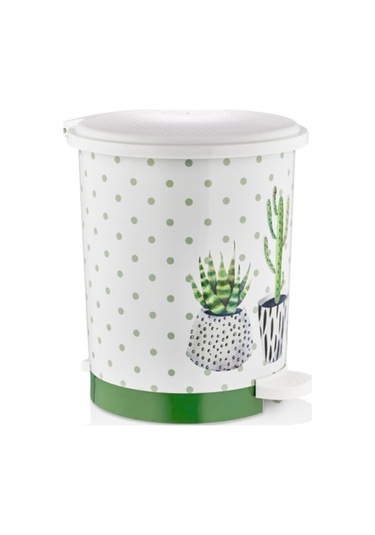 Bayev Kaktüs Desenli Basmalı Pedallı Çöp Kovası 8lt Mrd152 Çok Renkli