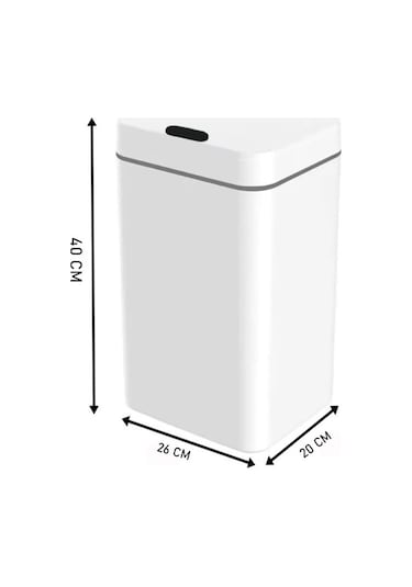 18 Litre Sensörlü Otomatik Çöp Kovası Ofis Mutfak Banyo Balkon Çöp Kovası Beyaz
