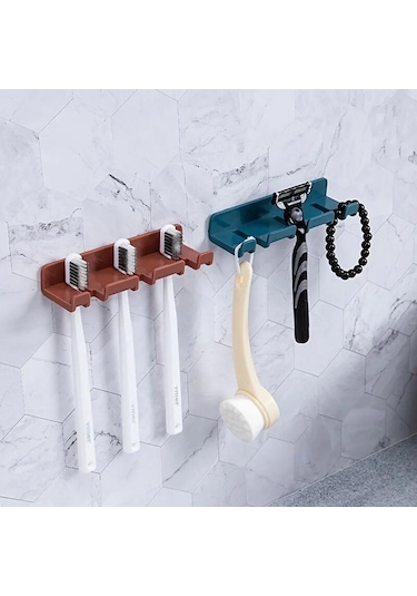 Beyaz Duvara Monte Kendinden Yapışkanlı 3 Yuvalı Diş Fırçası Tutucu Dikişsiz Sondaj Yok Diş Fırçası Organizatör Priz Tutucular Beyaz