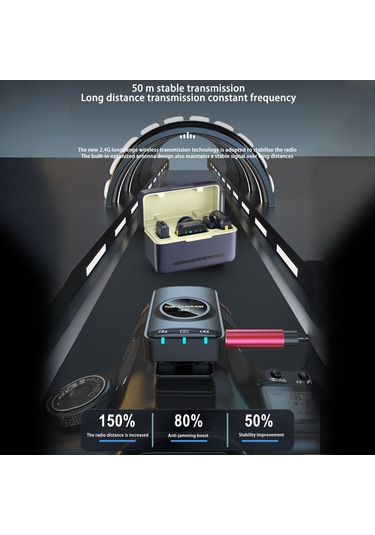 Lemestar 2.4g Kablosuz Mikrofon Seti - 50m Menzilli, Gürültü Önleyici, Şarj Kutusu Dahil, Android Ve Tabletler İçin