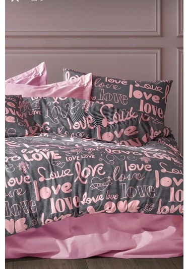 Tek Kişilik Nevresim Takımı Love Pembe