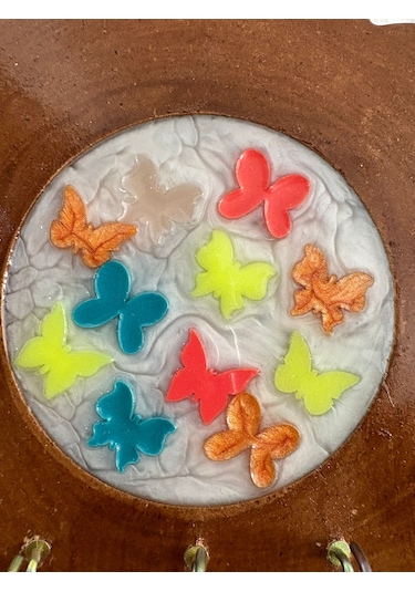 Pelince - Arı Ve Uğur Böceği Figürlü - Epoksi Ahşap Anahtar Askılığı Tek Ürün - Çap: 18 Cm Ahşap