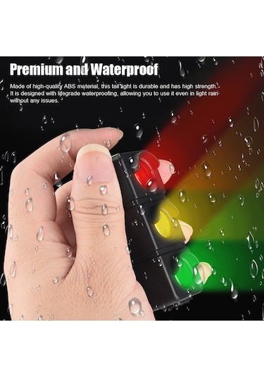 Hombey Mountain Bisiklet Arka Feneri Usb Şarjlı 7 Işıklı Modlu 3 Renk Ledli Siyah Su Geçirmez Bisiklet Güvenlik Lambası Dahili Li-poly Batarya Siyah