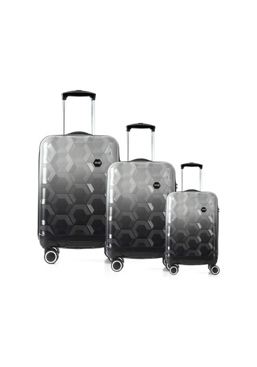 Siyah-gri Ççs London 5226 Polikarbon 3 Lü Valiz Seti Gri - Siyah