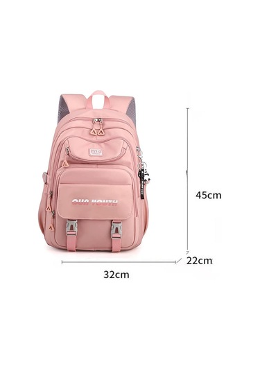 Xiyyadms Pembe Renkli Panda Aksesuarlı Su Geçirmez Kadın Sırt Çantası, 17 İnç Laptop Taşıma Kapasiteli Çok Renkli