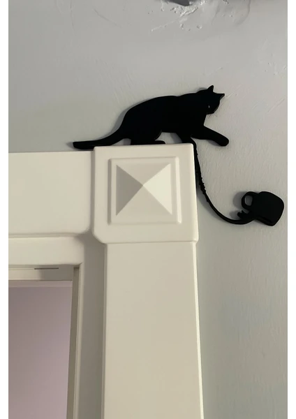 Kapı Köşesi Süsü Kahve Döken Kedi Temalı -