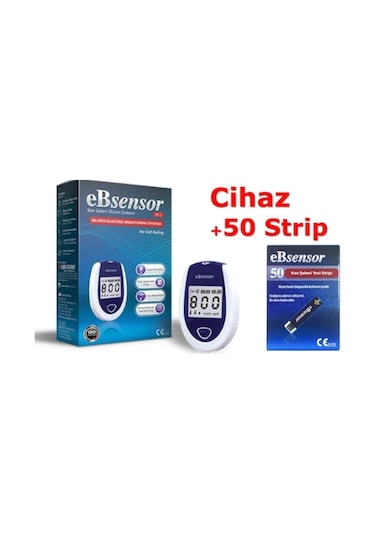 Ebsensor Şeker Ölçüm Cihazı + Ebsensor Şeker Stripi 50 Adet