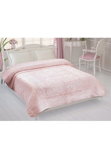 Taç Fabian Tek Kişilik Polyester Battaniye Pudra Pudra