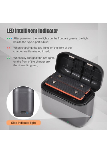 Tenfowee Insta360 X3 Uyumlu 2 Pil Seti - Cilt Tipi Çok Fonksiyonlu Şarj Kutusu İle Batarya Şarj Cihazı