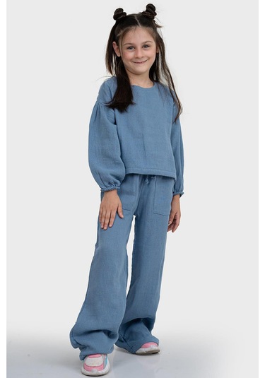 3232 Kız Çocuk Takım Alt Üst Takım Mavi