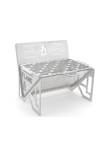 Katlanır Odun Sobası Üfleme Borusu Kiti Mini Barbekü Gümüş