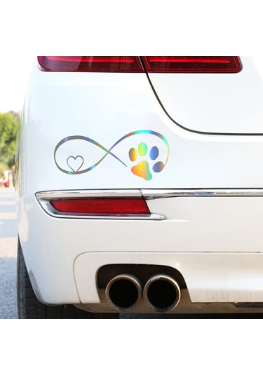 Shineyee Vinil Araba Sticker: Kedi Köpek Ayak İzi Desenli, Renkli Yansıtan, Eğlenceli Ve Benzersiz Araba Dekorasyonu