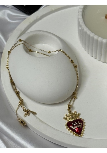 Tasarımlı Figürlü Çelik Kolye Gold