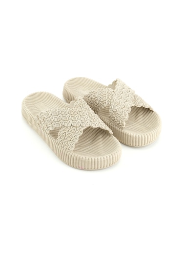 Gezer Kadın Yazlık Ev Banyo Islak Zemine Uygun Terlik Bej