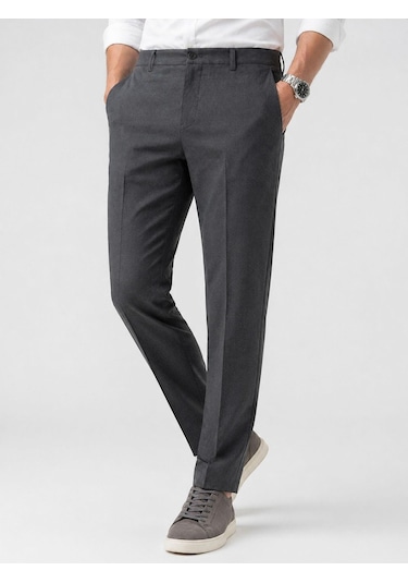 Classics Men Caserta Regular Fit Erkek Armürlü Keten Pantolon - 7635 Füme